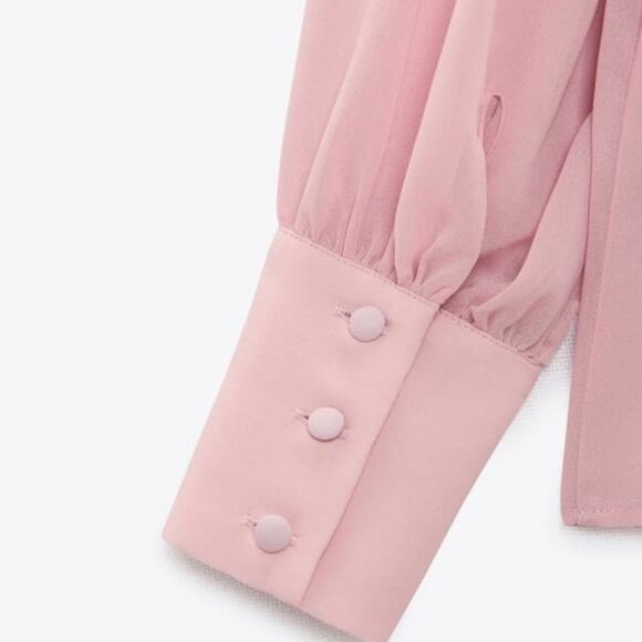 ZARA Sheer Ecru Off-White Long Sleeve Blouse 3564/192/712 - Picture 7 of 8